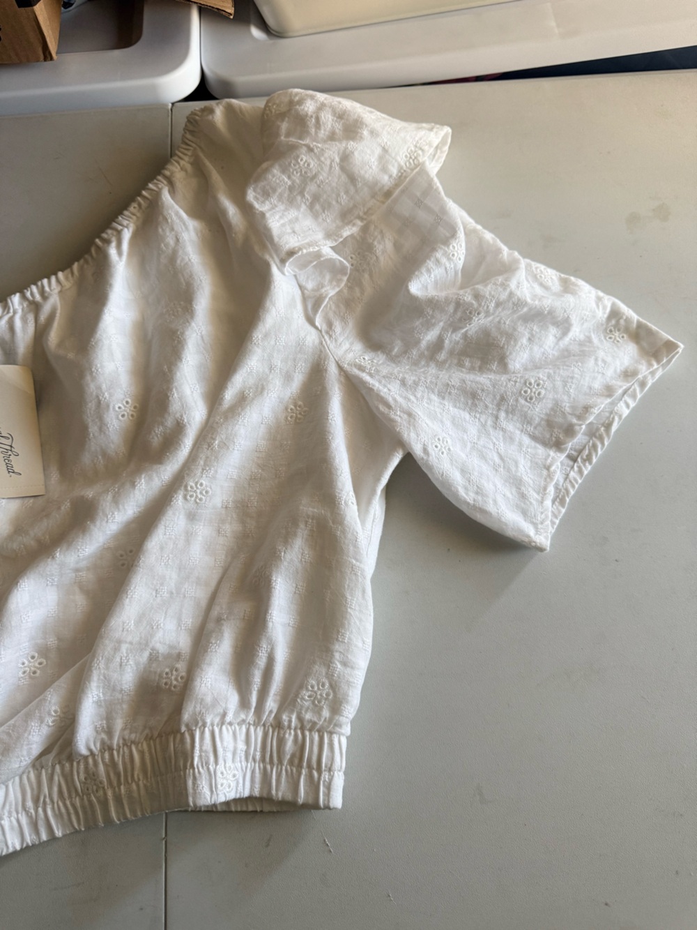 Universal Thread One-Shoulder White Eyelet Crop Top.
Size XXL - Picture 7 of 13